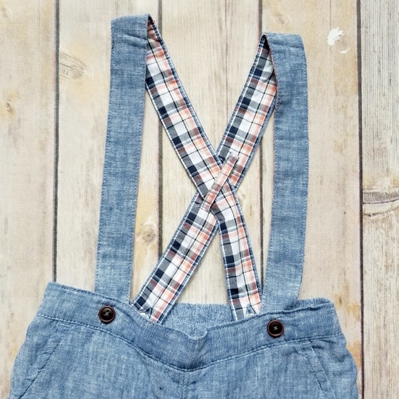 Janie & Jack Chambray Suspender Pants & Cap - Picture 6 of 8